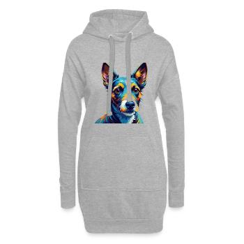 Renard Terrier Lisse Race Chien Dessin Animé Kawaii - Sweat-shirt à capuche long Femme - gris chiné - Devant