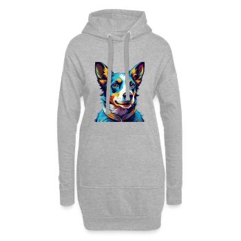 St Miguel Cattle Dog Rasse Bunte Karikatur Kawaii - Hoodie-Kleid - Grau meliert - Vorne