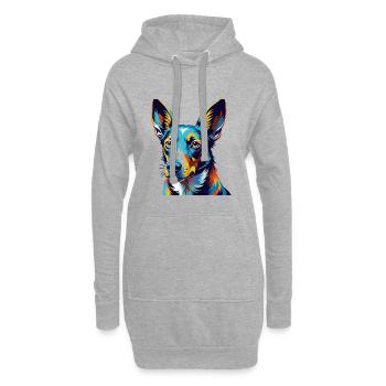 Podenco Canario Race Chien Coloré Dessin Animé Kawaii - Sweat-shirt à capuche long Femme - gris chiné - Devant