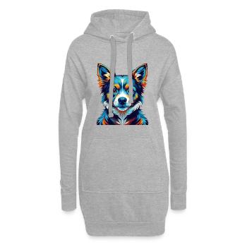 Porcelaine Chien Race Coloré Dessin Animé Kawaii - Sweat-shirt à capuche long Femme - gris chiné - Devant