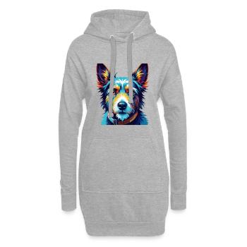 Dessin animé portugais de race de chien Podengo Pequeno - Sweat-shirt à capuche long Femme - gris chiné - Devant