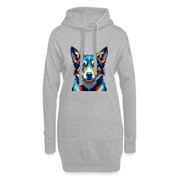 Norwegischer Lundehund Hunderasse Karikatur Kawaii - Hoodie-Kleid - Grau meliert - Vorne