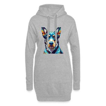 Harlequin russe chien chien race dessin animé Kawaii - Sweat-shirt à capuche long Femme - gris chiné - Devant