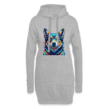 Suédois Vallhund Chien Race Coloré Dessin animé Kawaii - Sweat-shirt à capuche long Femme - gris chiné - Devant