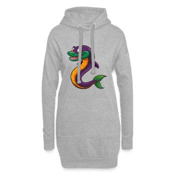 Anguille drôle Kawaii Dessin animé Personnage Clipart - Sweat-shirt à capuche long Femme - gris chiné - Devant
