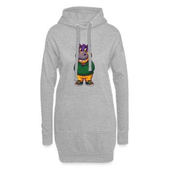 Nilpferd Lustige Kawaii Cartoon Figur Clipart - Hoodie-Kleid - Grau meliert - Vorne