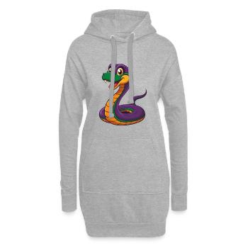 serpent drôle kawaii personnage de dessin animé clipart - Sweat-shirt à capuche long Femme - gris chiné - Devant