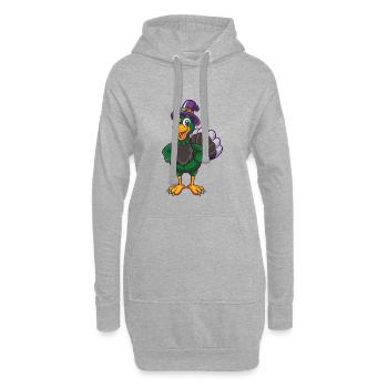 Turquie Drôle Kawaii Dessin animé Personnage Clipart - Sweat-shirt à capuche long Femme - gris chiné - Devant
