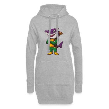 requin drôle kawaii dessin animé personnage clipart - Sweat-shirt à capuche long Femme - gris chiné - Devant