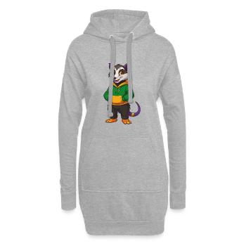 opossum drôle kawaii dessin animé personnage clipart - Sweat-shirt à capuche long Femme - gris chiné - Devant