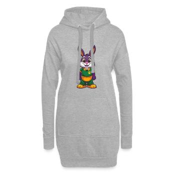 Lapin Drôle Kawaii Dessin animé Personnage Clipart - Sweat-shirt à capuche long Femme - gris chiné - Devant