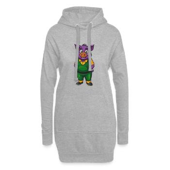 Schwein Lustige Kawaii Cartoon Figur Clipart - Hoodie-Kleid - Grau meliert - Vorne