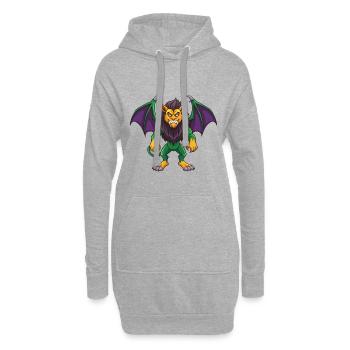 Manticore drôle Kawaii dessin animé Personnage Clipart - Sweat-shirt à capuche long Femme - gris chiné - Devant