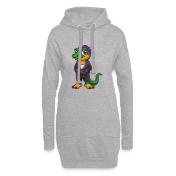 Eidechse Lustige Kawaii Cartoon Figur Clipart - Hoodie-Kleid - Grau meliert - Vorne