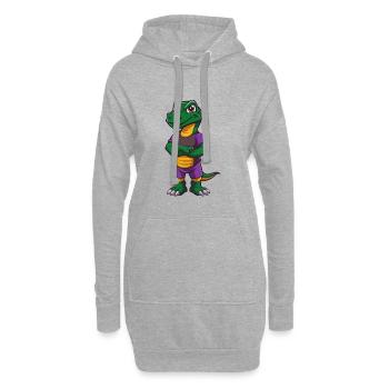 Komodo Dragon Drôle Kawaii Personnage De Dessin Animé - Sweat-shirt à capuche long Femme - gris chiné - Devant