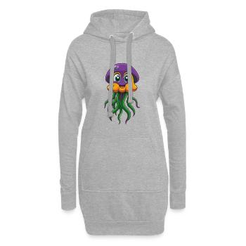 méduse drôle Kawaii dessin animé Personnage Clipart - Sweat-shirt à capuche long Femme - gris chiné - Devant