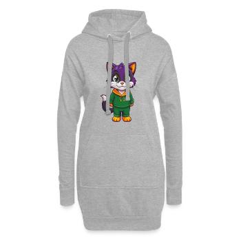 chaton drôle Kawaii dessin animé personnage Clipart - Sweat-shirt à capuche long Femme - gris chiné - Devant