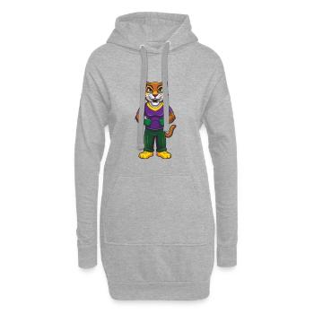 Cougar drôle Kawaii dessin animé Personnage Clipart - Sweat-shirt à capuche long Femme - gris chiné - Devant
