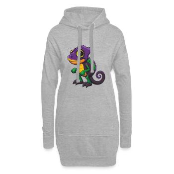 Caméléon Drôle Kawaii Dessin animé Personnage Clipart - Sweat-shirt à capuche long Femme - gris chiné - Devant