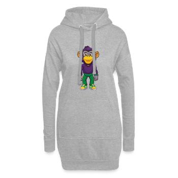 Chimpanzé Drôle Kawaii Dessin animé Personnage Clipart - Sweat-shirt à capuche long Femme - gris chiné - Devant
