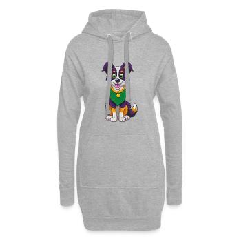Border Collie Hund Lustige Kawaii Cartoon Clipart - Hoodie-Kleid - Grau meliert - Vorne