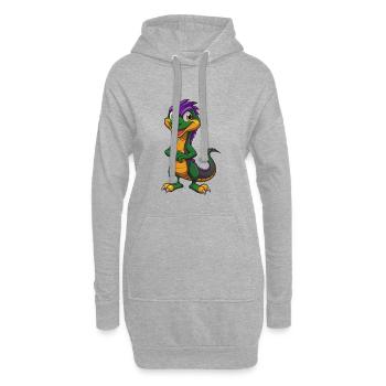 Basilisk Lustige Kawaii Cartoon Figur Clipart - Hoodie-Kleid - Grau meliert - Vorne