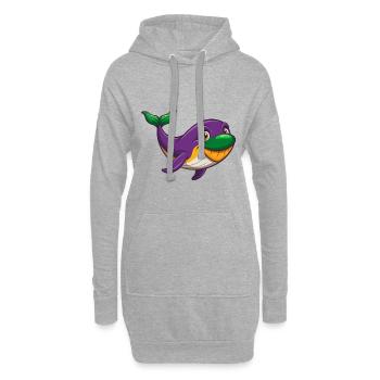 Blauwal Lustige Kawaii Cartoon Figur Clipart - Hoodie-Kleid - Grau meliert - Vorne