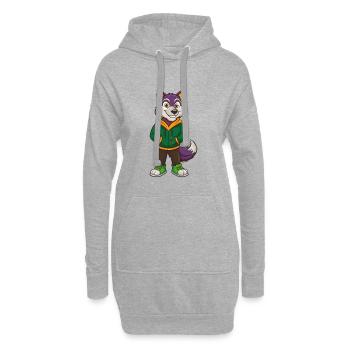 Loup Arctique Drôle Kawaii Dessin Animé Personnage Clipart - Sweat-shirt à capuche long Femme - gris chiné - Devant