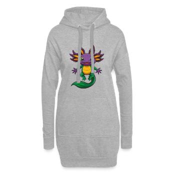 axolotl drôle kawaii dessin animé personnage clipart - Sweat-shirt à capuche long Femme - gris chiné - Devant