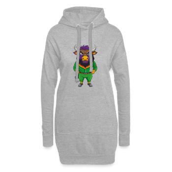 Bison Lustige Kawaii Cartoon Figur Clipart - Hoodie-Kleid - Grau meliert - Vorne
