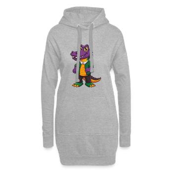Alligator Lustige Kawaii Cartoon Figur Clipart - Hoodie-Kleid - Grau meliert - Vorne