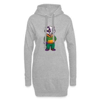blaireau drôle Kawaii dessin animé Personnage Clipart - Sweat-shirt à capuche long Femme - gris chiné - Devant