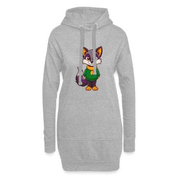 Polarfuchs Lustige Kawaii Cartoon Figur Clipart - Hoodie-Kleid - Grau meliert - Vorne