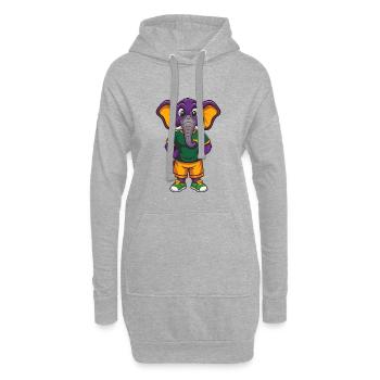 Elefant Lustige Kawaii Cartoon Figur Clipart - Hoodie-Kleid - Grau meliert - Vorne