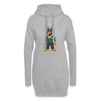 Dobermann chien drôle Kawaii personnage de dessin animé - Sweat-shirt à capuche long Femme - gris chiné - Devant