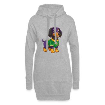 Dackel Hund Lustige Kawaii Zeichentrickfigur - Hoodie-Kleid - Grau meliert - Vorne