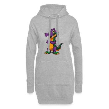 crocodile drôle kawaii dessin animé personnage clipart - Sweat-shirt à capuche long Femme - gris chiné - Devant