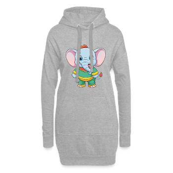 Elefant Niedliche Zeichentrickfigur Kawaii Clipart - Hoodie-Kleid - Grau meliert - Vorne