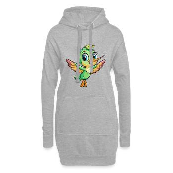 colibri mignon personnage de dessin animé Kawaii Clipart - Sweat-shirt à capuche long Femme - gris chiné - Devant
