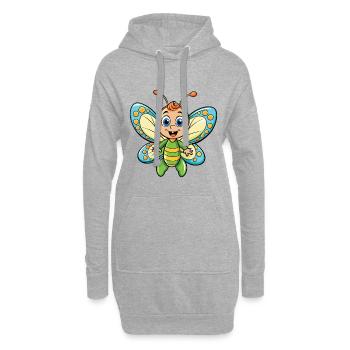 papillon mignon personnage de dessin animé Kawaii Clipart - Sweat-shirt à capuche long Femme - gris chiné - Devant