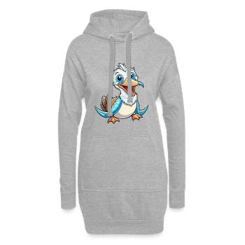 Fregattvogel Niedliche Zeichentrickfigur Kawaii Clipart - Hoodie-Kleid - Grau meliert - Vorne