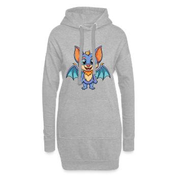 Chauve-souris mignon personnage de dessin animé Kawaii Clipart - Sweat-shirt à capuche long Femme - gris chiné - Devant