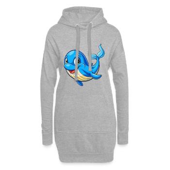 Blauwal Niedliche Cartoon Figur Kawaii Clipart - Hoodie-Kleid - Grau meliert - Vorne