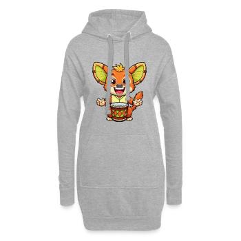 Bongo Niedliche Zeichentrickfigur Kawaii Clipart - Hoodie-Kleid - Grau meliert - Vorne