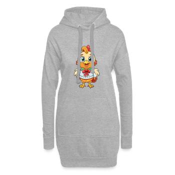 Poule mignon personnage de dessin animé Kawaii Clipart - Sweat-shirt à capuche long Femme - gris chiné - Devant