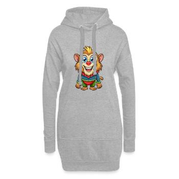 Mandrill Niedliche Zeichentrickfigur Kawaii Clipart - Hoodie-Kleid - Grau meliert - Vorne