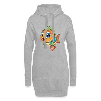poisson mignon personnage de dessin animé Kawaii Clipart - Sweat-shirt à capuche long Femme - gris chiné - Devant