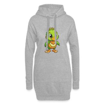 Kiwi Niedliche Zeichentrickfigur Kawaii Clipart - Hoodie-Kleid - Grau meliert - Vorne