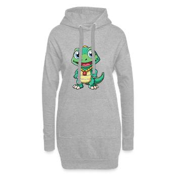 Monitor Eidechse Cartoon Figur Kawaii Clipart - Hoodie-Kleid - Grau meliert - Vorne