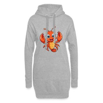 Hummer Niedliche Zeichentrickfigur Kawaii Clipart - Hoodie-Kleid - Grau meliert - Vorne
